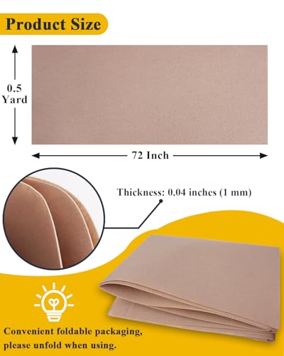 Tan Felt Fabric 72" x 18", Large Stiff Craft Felt Sheet by The Yard - color: Tan, size: 72" X 18" (0.5 Yard)