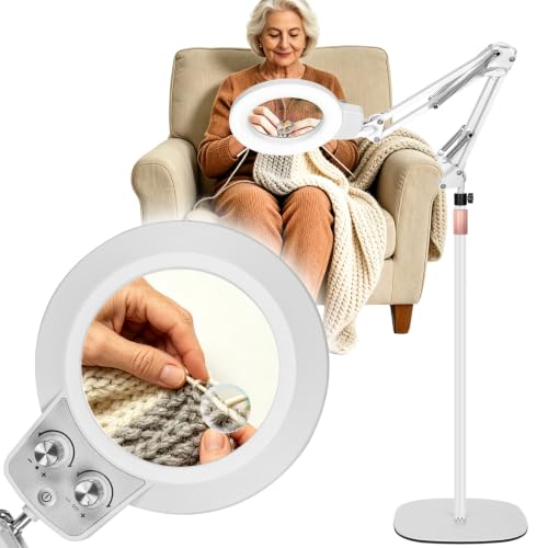 Magnifying Glass with Light and Stand 2 in 1 Square Stable Base White