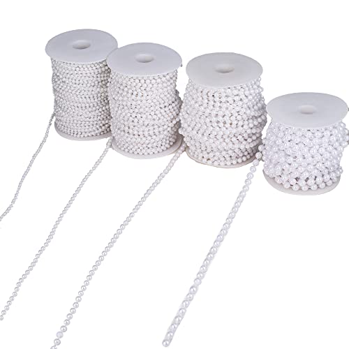 4mm Crafts Faux Pearl Beads Garland Pearl Bead Roll Strand of Pearls to Decorate Floral Centerpieces Wedding Party Favor Christmas Tree(131 Feet White) - color: White, size: 4 mm