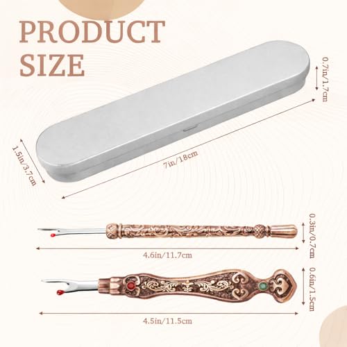 2Pcs Vintage Seam Rippers, Metal Stitch Remover Set, European Carved Handle Stitch Ripper, Sharp Durable Handy Crafting Removing Threads Tools for Needlework, Leatherwork (Red Copper AB) - color: Red Copper AB