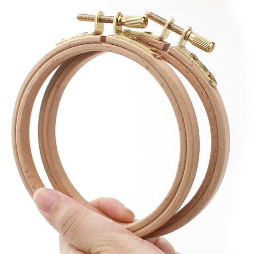Opfiue 2 Pack 4 Inch Beech Wood Embroidery Hoop, Round - style: 4 Inch