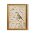 Wojuin Antique Style Sparrow Floral Etching Framed Canvas Wall Art 8x10 in - color: Sparrow, size: 10"L x 8"W