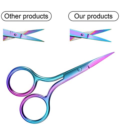 Mudder 3 Pack Small Eyebrow Nose Scissor Stainless Steel Scissor, Rainbow - color: Rainbow Color