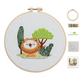 Ebherys Level 1 Embroidery Kits for Beginners and Adults, Different Animals Pattern, 1set as a Pack, inculde 1 Hoop, Instruction and Enough Threads, Easy and Basic Stitches (Lion) - color: Lion