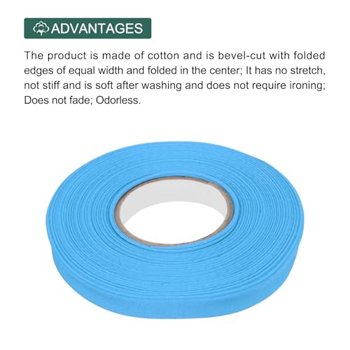 MECCANIXITY 1/2 Inch Double Fold Bias Tape Polyester Continuous Bulk Bias Tape for Sewing, Seaming Quilting Hemming Binding Crafts (Blue 6 Yards) - color: Blue, size: 1/2 Inch x 6 Yards