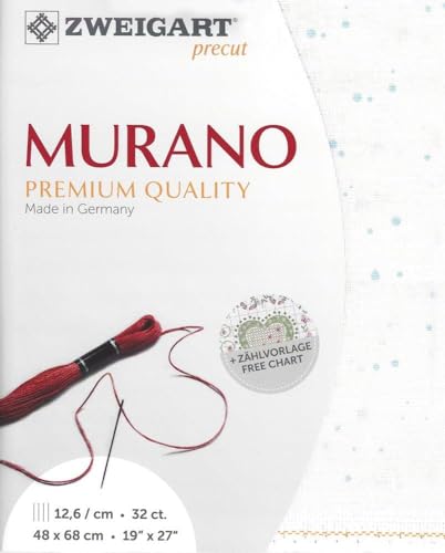 Wizardi Murano Splash 32 Count Antique White Mint Splash 3984/1299. Needlework Canvas, Cross-Stitch Fabric, Embroidery Cloth, Needlepoint Canvas. 52% Cotton and 48% Viscose. Precut Zweigart - color: Antique White Mint Splash