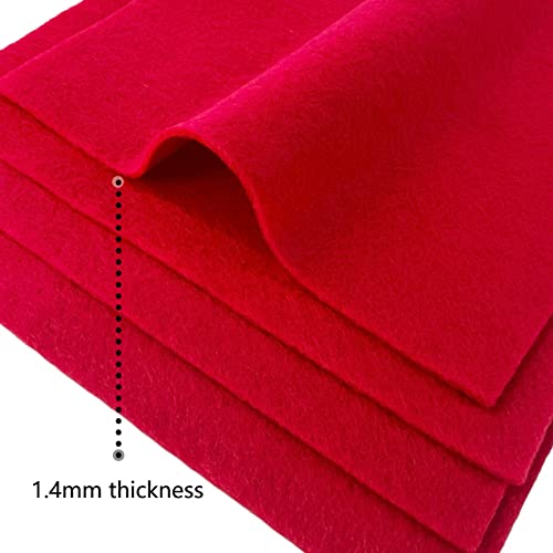 Jtnohx Soft Felt Fabric Flexible Craft Felt Sheets Red 6" 20Pcs 1.4mm - color: Red