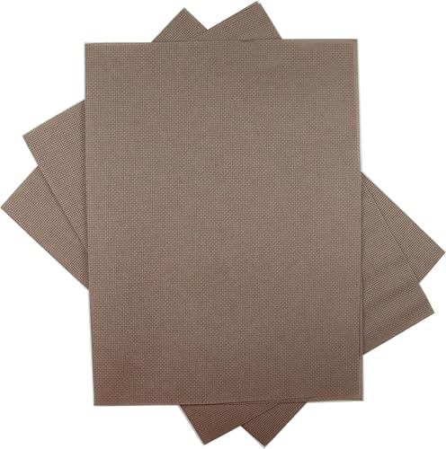 KCS 3 pc of 12" x 18"(30cmx45cm) Counted Cotton Aida Cloth Cross Stitch Fabric (Coffee, 16CT) - color: Coffee, size: 16CT