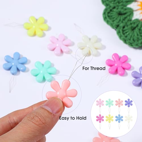 Mabor 40Pcs Multi-Color Needle Threaders Kit (8 Colors) - Durable Plastic & Steel Wire, Easy Threading Tool for Small Eyes, Sewing Accessories for Seniors/Arthritis Hands (1.61x0.83in)