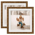 TOFOREVO 10x10 Picture Frames with 8x8 Mat Set of 2, Rustic Brown - color: Rustic Wood, size: 10x10