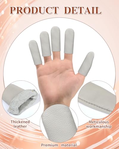EORTA 5 Pairs Leather Finger Cots, Needle Felting Finger Protectors for Sewing, Thumb Protection Sleeve, Thumb Thimble Guards Tools for Knitting Embroidery Needlework, Random