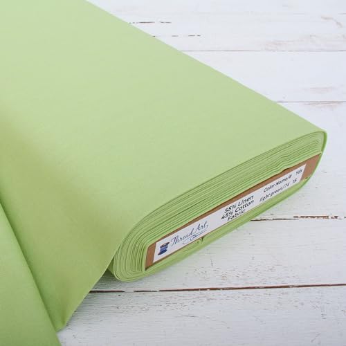 Threadart Light Green Linen Fabric - By the Yard, 55" Wide - color: Light Green, size: 1 YARD