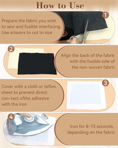 FIVEIZERO Medium Weight Non-Woven Fusible Interfacing for Sewing-12in×30yd - color: black-medium, size: medium weight
