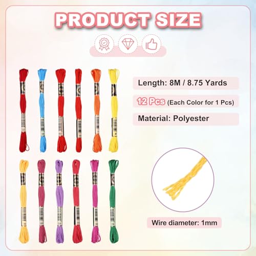PATIKIL 12 Skeins Embroidery Floss Polyester Embroidery Christmas Green - color: Christmas Green