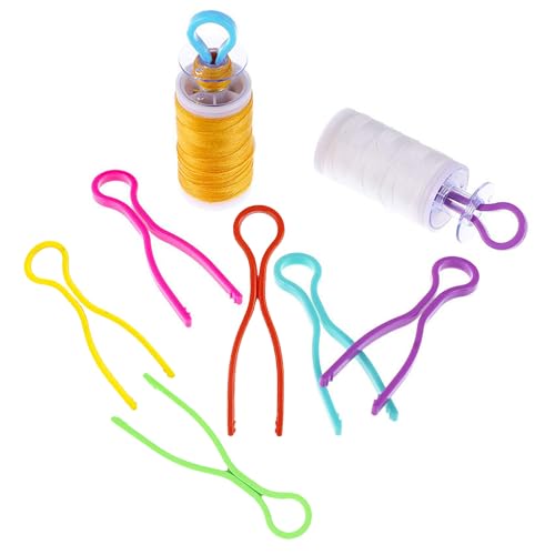 50 PCS Sewing Bobbin Thread Holders,Sewing Thread and Bobbin Organizer Holder Accessories and Supplies for Craft Embroidery Plastic Thread Clamps Spools Organizers,Colorful Ramdon 6,LXLVOUEG - color: 6 Multi-Colors-50PCS