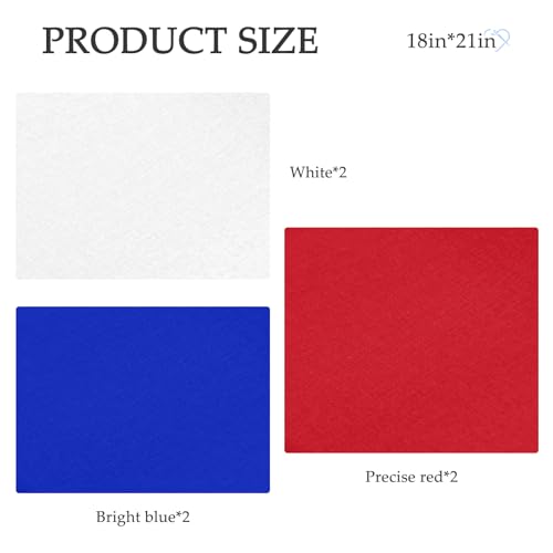 6 Pcs 18 x 21 Inches Cotton Fabric Precut Quilting Fabric Bundles Solid Colors Quilt Material for DIY Craft Sewing Embroidery (Red White Blue) - color: Red White Blue