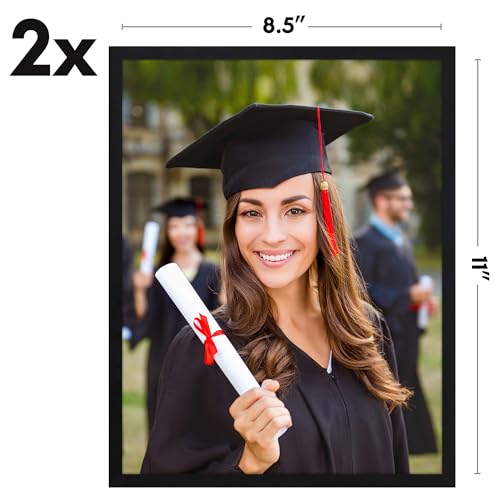 Americanflat 8.5x11 Picture Frame 2-Pack - Slim Molding - Black - size: 8.5x11