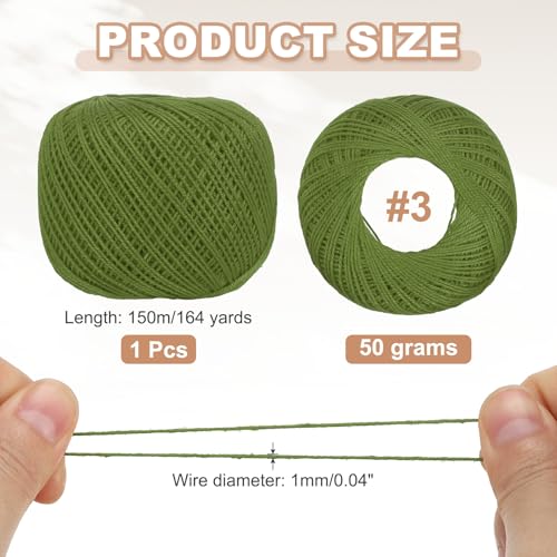 MECCANIXITY Crochet Thread Pearl Cotton Size 3 Dark Green Pearl 164 Yards for Crocheting Tatting Knitting Embroidery Sewing - color: Dark Green
