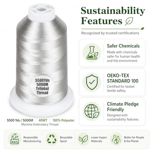 Simthread 5500Yds/5000M 40WT Polyester Embroidery Thread Silver 005 - color: Silver-005