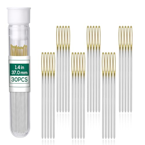 FTEVEN 30PCS Cross Stitch Needles, Size 24 Embroidery Needles Large Eye - size: golden 1.4in