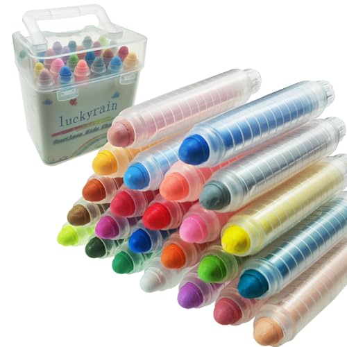 luckyrain Non-toxic Dustless Chalk With Holder for Kids Colored Chalk，24PCS - style: 24Colour+Holder