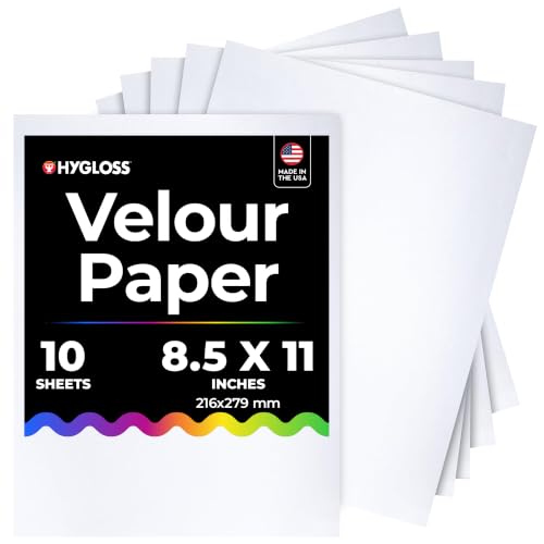 Hygloss Velour Paper 8.5 x 11, Soft Flocked Craft Paper, 10 Sheets White - color: White
