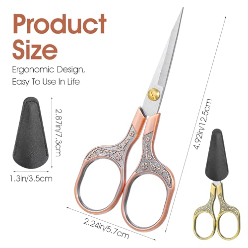 3 Pack Small Sharp Scissors, 5 Inch Precision Scissors with Cover Stainless Steel Embroidery Sewing Scissor Small Sharp Craft Scissor for Craft Wmbroidery Sewing Office Cutting