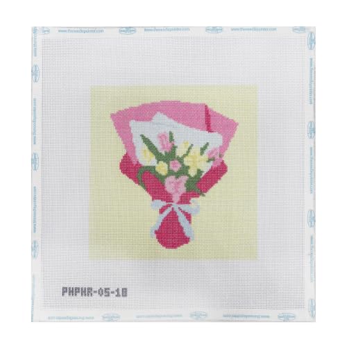 Howie's Needlepoint Flower Needlepoint Kits for Adults & Beginners, 18 Mesh Printed Needlepoint Canvas, Stamped Patterns Canvas Starter Kits(Tulips Bouquet,6"x6") - color: Tulips Bouquet