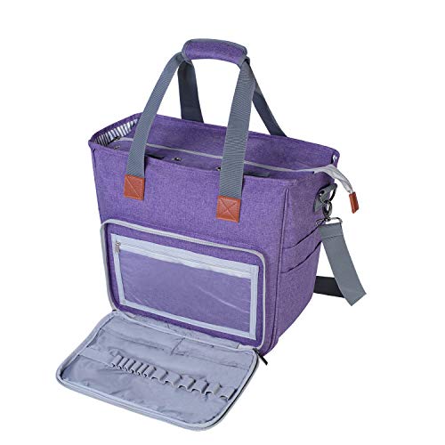 LUXJA Large Knitting Bag with Shoulder Straps, Purple - color: Purple, size: Large