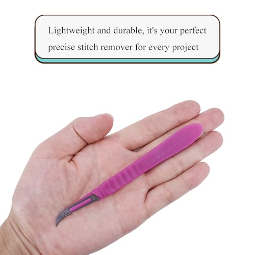 HAHIYO Pink Seam Ripper Ergonomic Grip Thread Stitch Remover Sewing Stitch Cutter Thread Ripper Unpicker Sewing Accessory Supply for Crafting Notions Quilting Hem with Built-in Ruler, 5.3-Inch 2PCs