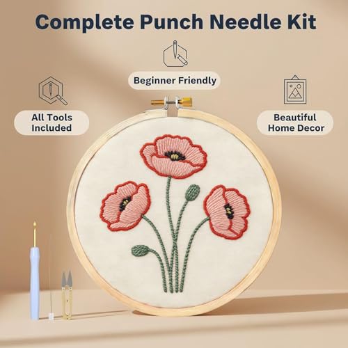 AohaiNova Punch Needle Kit for Adult Beginners,Punch Needling Water Lily - color: 06-Water Lily