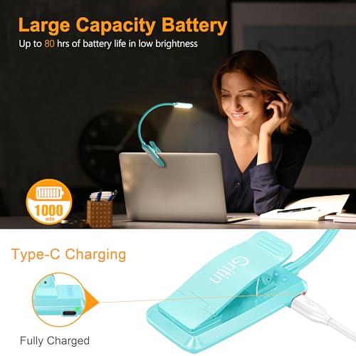 Gritin 9 LED Rechargeable Book Light for Reading in Bed - color: Blue
