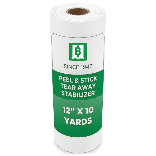 HBI Peel & Stick Tear Away Embroidery Stabilizer Roll, 12 in x 10 yd - size: 12" x 10 Yds