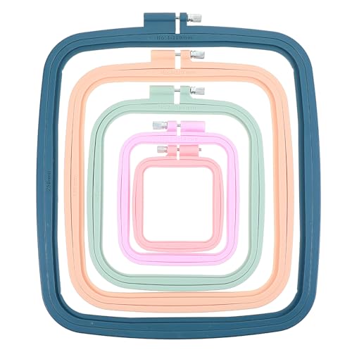 5 Pieces 5 Sizes Square Embroidery Hoops, ABS Plastic Embroidery Hoops for DIY Embroidery Craft