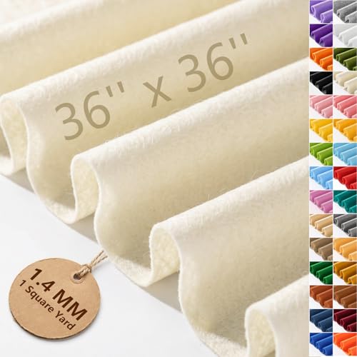 Ivory Soft Felt Sheet 36'' X 36'', 1.4mm Large Felt Fabric Sheet for Crafts - color: Lvory
