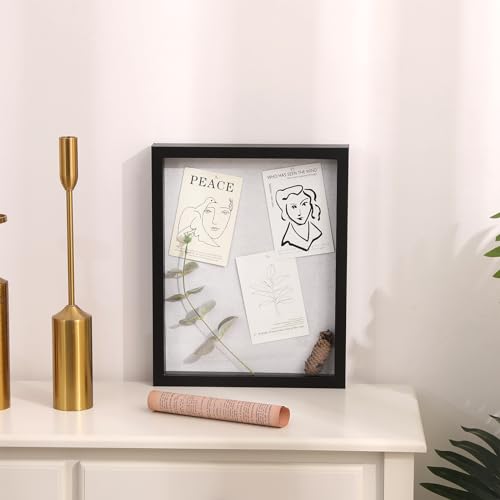 Muzilife 8x10 Small Shadow Box Wood Picture Frame, Tempered Glass, Black - color: Black, size: 8x10