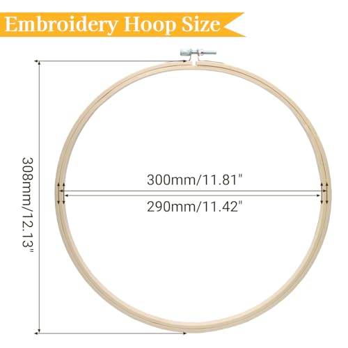 Biaungdo 3 Pcs Bamboo Embroidery Hoops 12 Inch, Wooden Cross Stitch Ring - size: 12 Inch