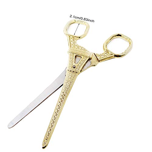 Honbay 5 Inch Gold Plated Stainless Steel Eiffel Tower Embroidery Scissors for Sewing, Craft, and Art Work