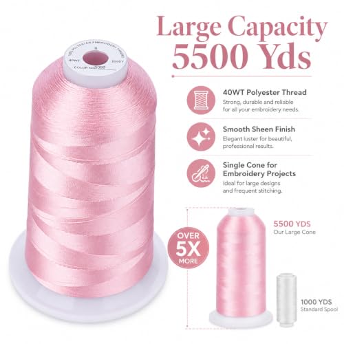 Simthread 5500Yds/5000M 40WT Polyester Embroidery Thread Peachy Pink S088 - color: Peachy Pink S088