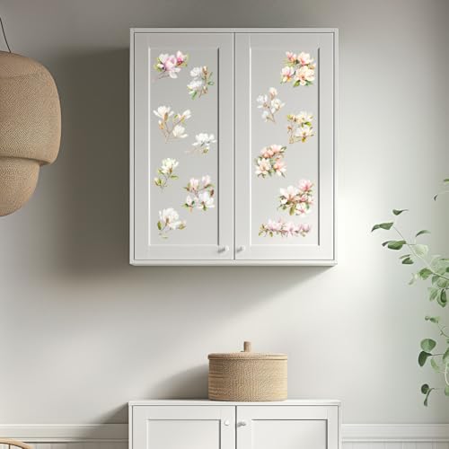 3 Sheet Floral Furniture Transfers 6"x12" Rub on Vintage Flower Rub on Transfers Waterproof Retro Watercolor Magnolia Rub on Transfer Stickers Decals for Wood Glass Door Wall Home Decor - style: Magnolia Theme 2