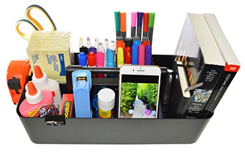 Enjoy Organizer- Plastic Portable Craft Storage Organizer Caddy Tote, DIY Divided Basket Bin with Handle for Craft, Sewing, Art Supplies - Holds Paint Brushes, Colored Pencils - Made In USA