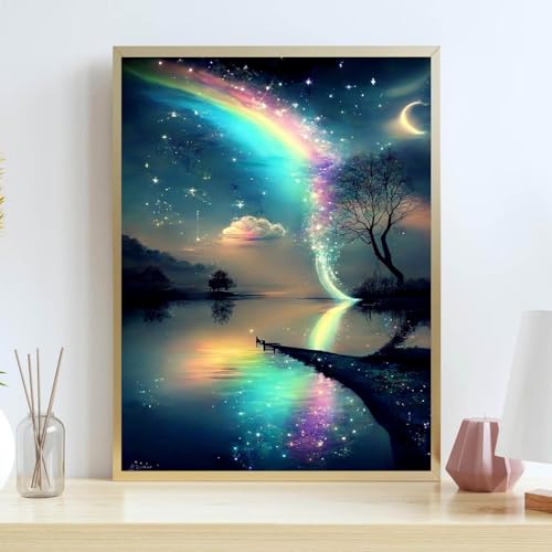 Starry Sky Cross Stitch Kits for Beginners Adults, Landscape Patterns Dimensions Needlepoint Art Crafts,Counted Cross Stitch Kits Embroidery Kits for Beginners Adults for Home Decor 11.8X15.7inch - color: Cross Stitch-1014-6