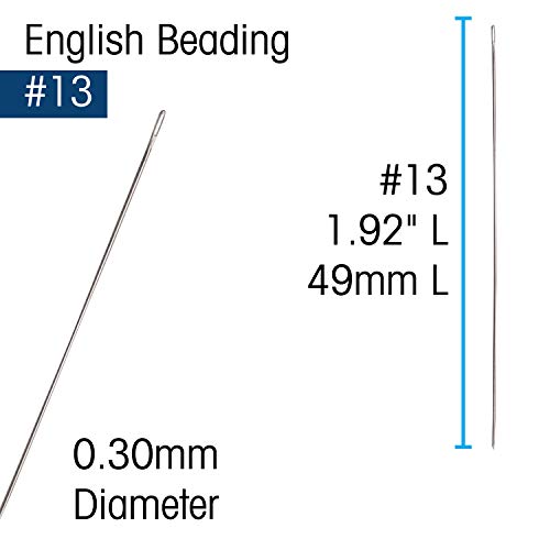 The Beadsmith English Beading Needles, Size 13, 4 Needles per Card - size: #13 - 4 Needles