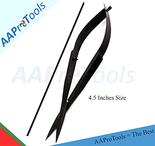 Embroidery Sewing Scissor - Black Spring Action 4.5" - German Grade Stainless Steel, Straight Tip, Snips, Thread Cutter
