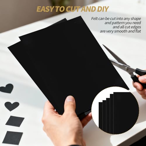 5PCS Black Felt Sheets with Self-Adhesive Backing,Soft Felt Fabric, Durable and Wear-Resistant for Crafts, Jewelry Box Lining, Home Décor, and DIY Projects (8.3"x11.8") - size: 5 PCS