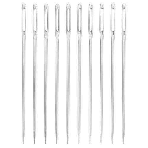 uxcell 50Pcs Large Eye Needles, 2.2" 1.25mm High Carbon Iron Embroidery Thread Needle Sewing Big Eye Needle Knitting Needles for Hand Sewing Art Crafts, Silver - size: 1.25x56mm