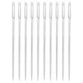 uxcell 50Pcs Large Eye Needles, 2.2" 1.25mm High Carbon Iron Embroidery Thread Needle Sewing Big Eye Needle Knitting Needles for Hand Sewing Art Crafts, Silver - size: 1.25x56mm
