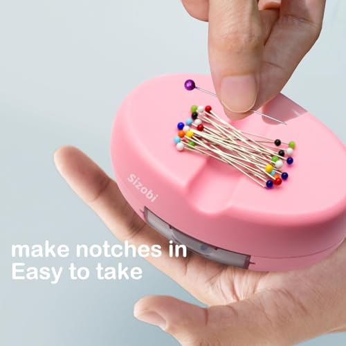 Sizobi Magnetic Pin Holder Cushions with 100 Pcs Ball Head Straight Pins - color: Baby Pink