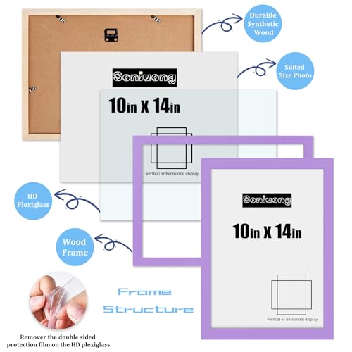 10x14 inch Wood Picture Frames for Wall Hanging,Diamond Painting Frames Rectangle Baby Scan Picture Frame for Family Walls Decoration,Anniversary,Wedding,Christmas,Halloween,Shower,Certificate (Purple) - color: Purple, size: 10x14 inch