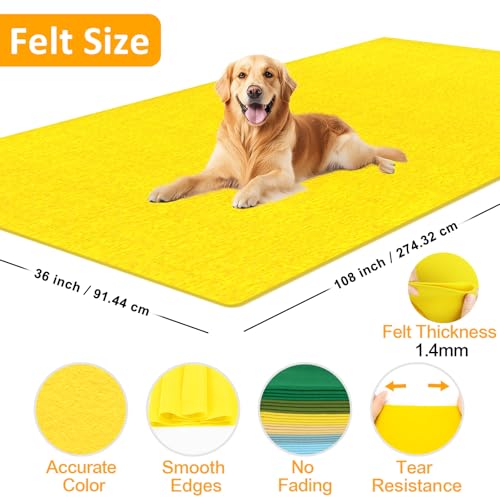 XSEINO Yellow Large Felt Fabric 108" X 36 "(3 Square Yards), 1.4 mm Thick Soft Felt Fabric Sheet for Crafts, Yellow Series Colors Soft Nonwoven Fabric, Fit for Decoration, Sewing, DIY Crafts - color: Yellow